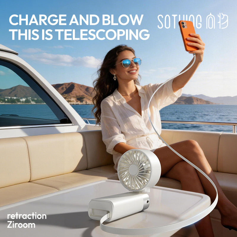 Power Bank Handheld Fan -Ice Z Power 2 (Retractable Cable)
